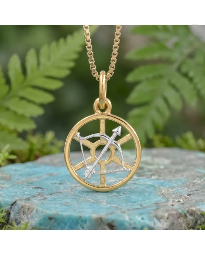18K Gold Plated Sagittarius Zodiac Pendant | 925 Silver Bow & Arrow
