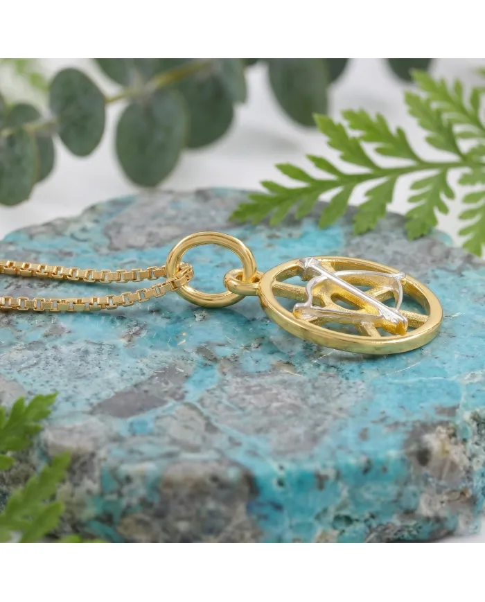 18K Gold Plated Sagittarius Zodiac Pendant | 925 Silver Bow & Arrow
