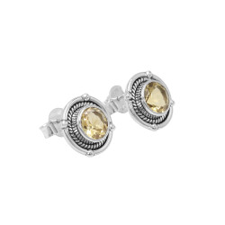Citrine Gemstone Sterling Silver Stud Earrings - Handmade Stud Earrings For Women