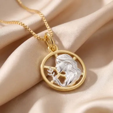 Virgo Zodiac Astrology Pendant Necklace | 18K Gold Plated Sterling Silver