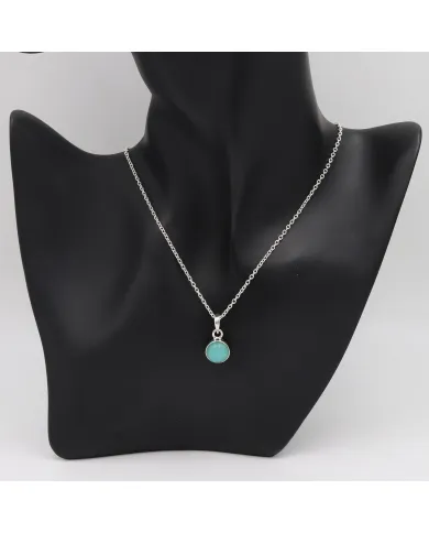 Natural Amazonite Pendant Necklace - 925 Sterling Silver Jewelry