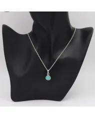 Natural Amazonite Pendant Necklace - 925 Sterling Silver Jewelry