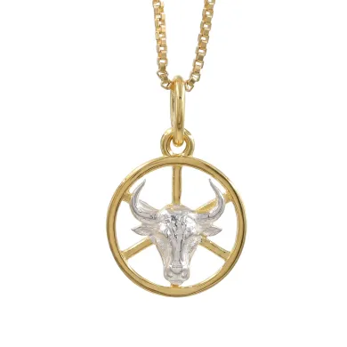18K Gold Plated Taurus Zodiac Pendant | Sterling Silver Astrology Gift