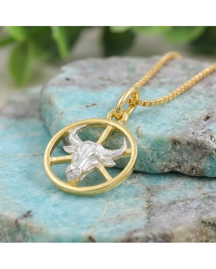18K Gold Plated Taurus Zodiac Pendant | Sterling Silver Astrology Gift
