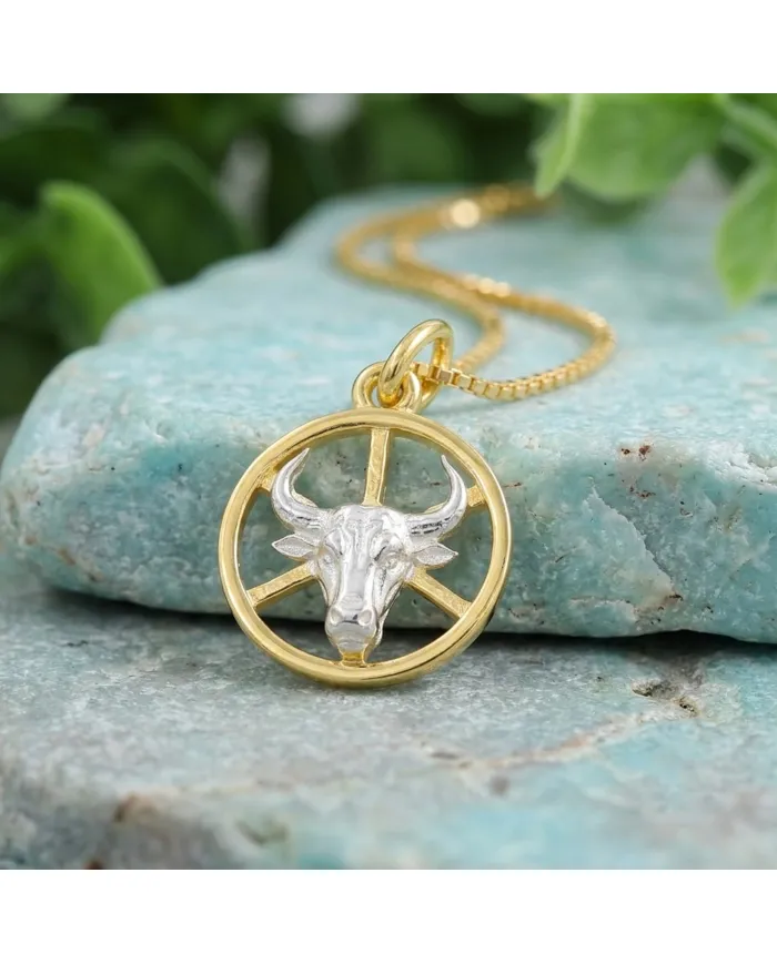 18K Gold Plated Taurus Zodiac Pendant | Sterling Silver Astrology Gift