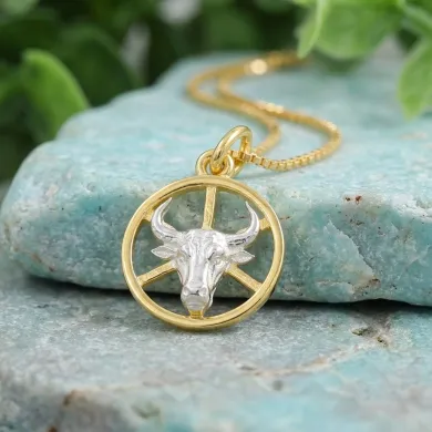 18K Gold Plated Taurus Zodiac Pendant | Sterling Silver Astrology Gift