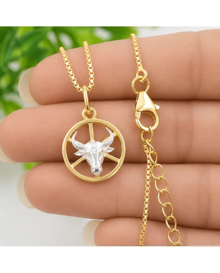 18K Gold Plated Taurus Zodiac Pendant | Sterling Silver Astrology Gift