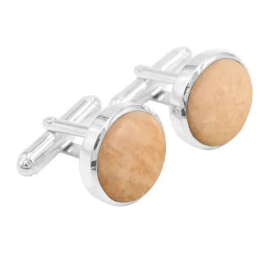 Pink Amazonite Cufflinks for Men – 925 Sterling Silver Wedding Gift