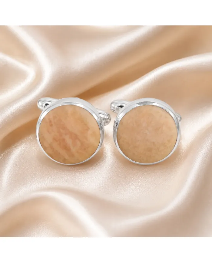Pink Amazonite Cufflinks for Men – 925 Sterling Silver Wedding Gift