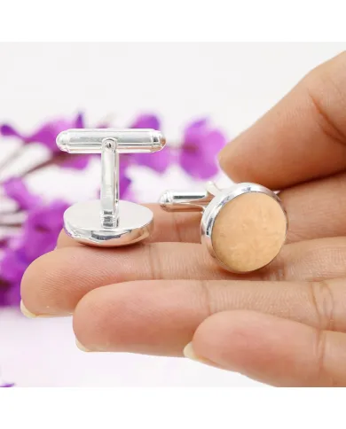 Pink Amazonite Cufflinks for Men – 925 Sterling Silver Wedding Gift