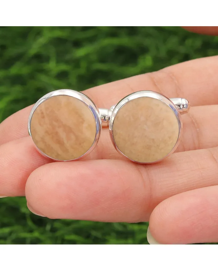 Pink Amazonite Cufflinks for Men – 925 Sterling Silver Wedding Gift
