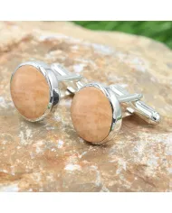 Pink Amazonite Cufflinks for Men – 925 Sterling Silver Wedding Gift