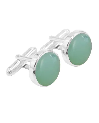 Chrysoprase Gemstone Cufflinks | 925 Sterling Silver Men's Accessories
