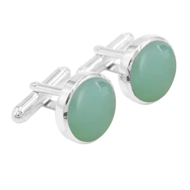 Chrysoprase Gemstone Cufflinks | 925 Sterling Silver Men's Accessories