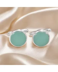 Chrysoprase Gemstone Cufflinks | 925 Sterling Silver Men's Accessories
