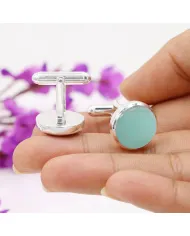Chrysoprase Gemstone Cufflinks | 925 Sterling Silver Men's Accessories