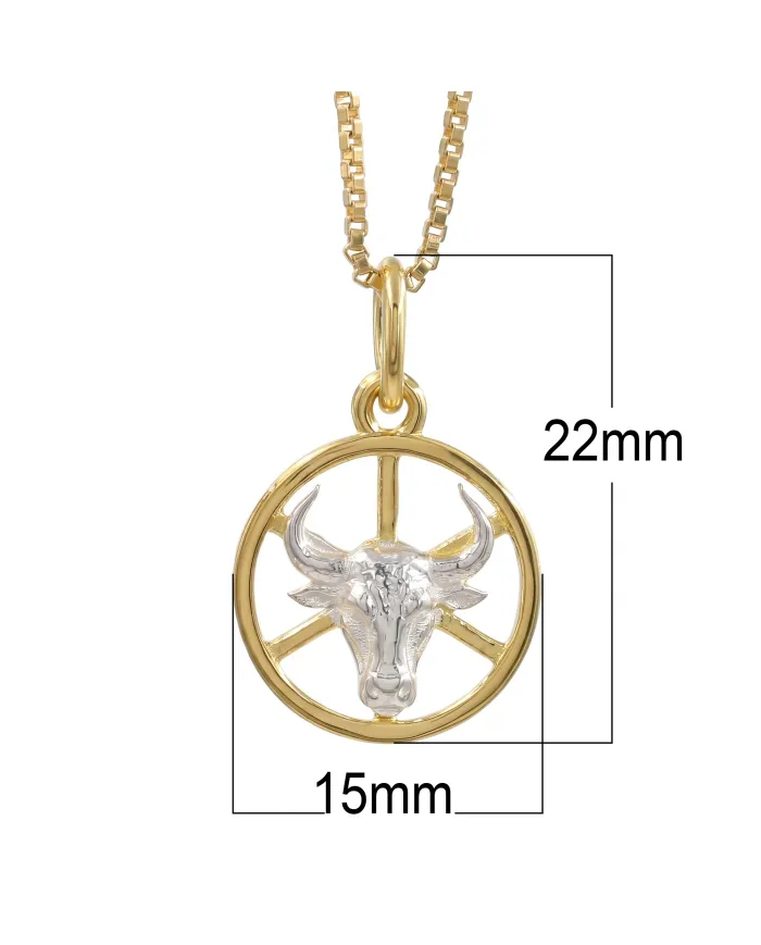 18K Gold Plated Taurus Zodiac Pendant | Sterling Silver Astrology Gift