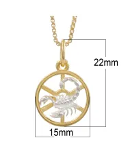 Scorpio Zodiac Pendant 18K Gold Plated Sterling Silver Astrology Jewelry