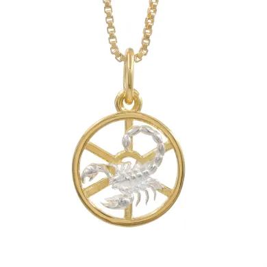 Scorpio Zodiac Pendant 18K Gold Plated Sterling Silver Astrology Jewelry