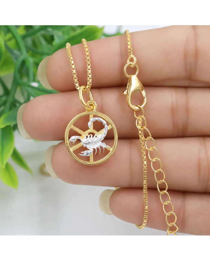 Scorpio Zodiac Pendant 18K Gold Plated Sterling Silver Astrology Jewelry