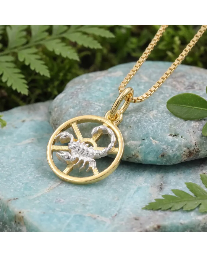 Scorpio Zodiac Pendant 18K Gold Plated Sterling Silver Astrology Jewelry
