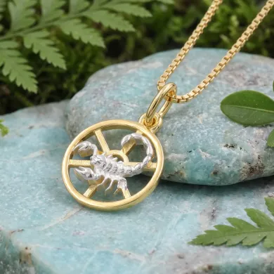 Scorpio Zodiac Pendant 18K Gold Plated Sterling Silver Astrology Jewelry