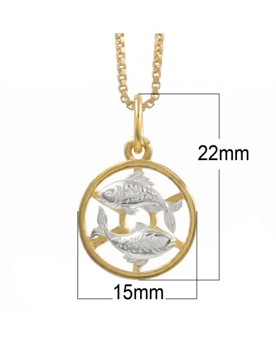 18K Gold Plated Pisces Zodiac Pendant Sterling Silver Astrology Necklace