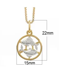 18K Gold Plated Pisces Zodiac Pendant Sterling Silver Astrology Necklace
