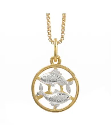 18K Gold Plated Pisces Zodiac Pendant Sterling Silver Astrology Necklace