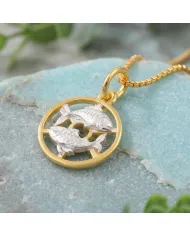 18K Gold Plated Pisces Zodiac Pendant Sterling Silver Astrology Necklace