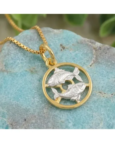 18K Gold Plated Pisces Zodiac Pendant Sterling Silver Astrology Necklace