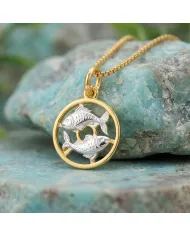 18K Gold Plated Pisces Zodiac Pendant Sterling Silver Astrology Necklace