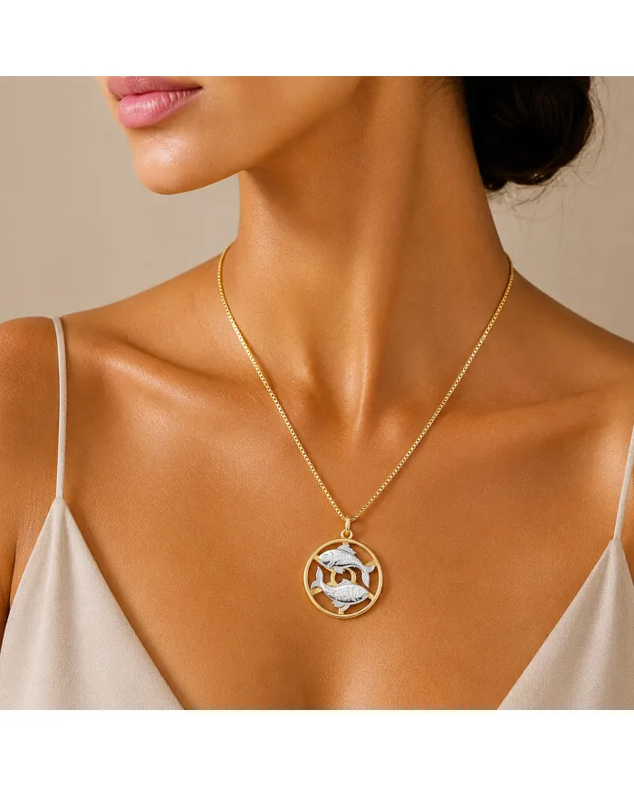 18K Gold Plated Pisces Zodiac Pendant Sterling Silver Astrology Necklace