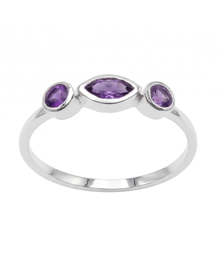 Amethyst Ring 925 Sterling Silver Minimalist Stackable Handmade Jewelry