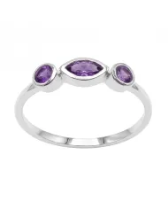 Natural Amethyst Ring - 18K Gold Plated Minimalist Stackable Gift for Her