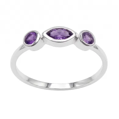 Amethyst Ring 925 Sterling Silver Minimalist Stackable Handmade Jewelry