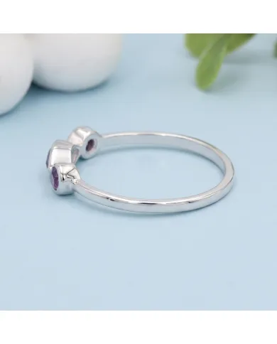 Amethyst Ring 925 Sterling Silver Minimalist Stackable Handmade Jewelry