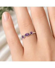 Amethyst Ring 925 Sterling Silver Minimalist Stackable Handmade Jewelry