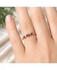 Natural Amethyst Ring - 18K Gold Plated Minimalist Stackable Gift for Her