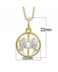 18K Gold Plated Gemini Zodiac Pendant - Sterling Silver Astrology Gift