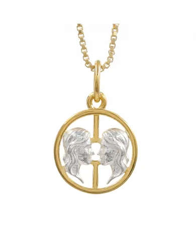 18K Gold Plated Gemini Zodiac Pendant - Sterling Silver Astrology Gift