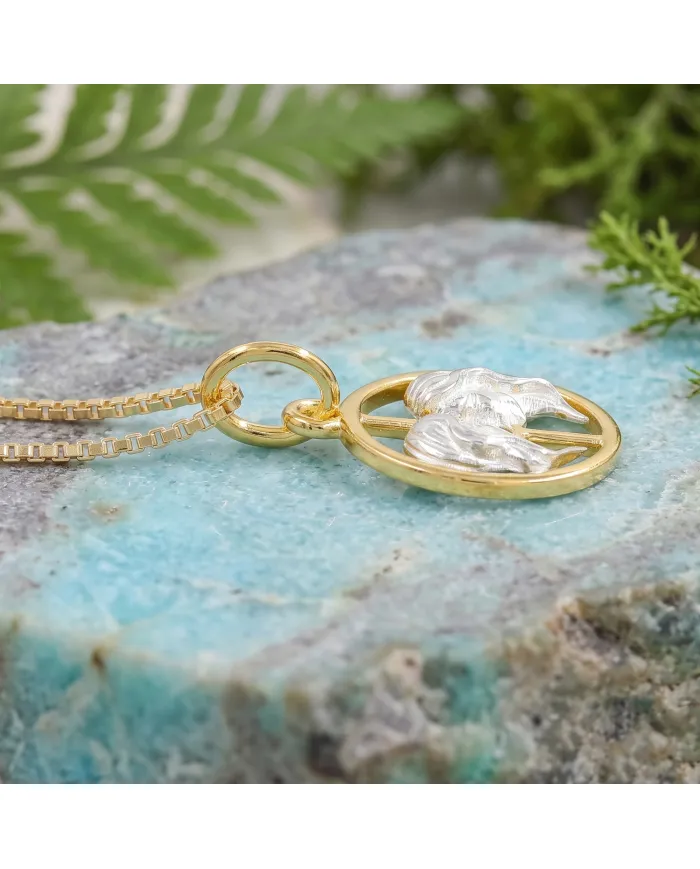 18K Gold Plated Gemini Zodiac Pendant - Sterling Silver Astrology Gift
