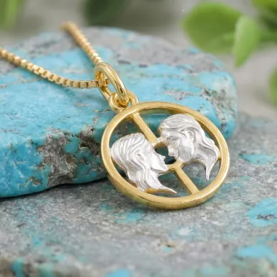 18K Gold Plated Gemini Zodiac Pendant - Sterling Silver Astrology Gift