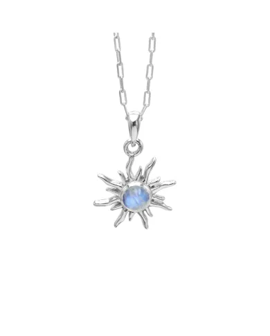 Sunburst Moonstone Pendant – 925 Sterling Silver Minimalist Necklace