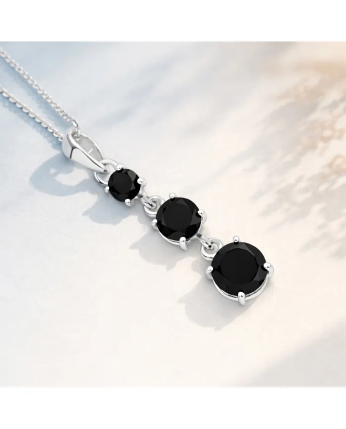 Black Onyx Pendant 925 Sterling Silver - Handmade Gemstone Jewelry