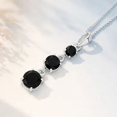 Black Onyx Pendant 925 Sterling Silver - Handmade Gemstone Jewelry