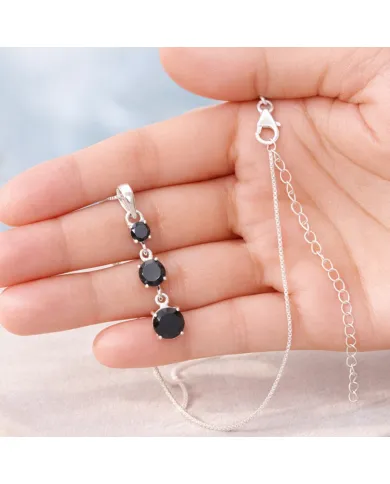 Black Onyx Pendant 925 Sterling Silver - Handmade Gemstone Jewelry