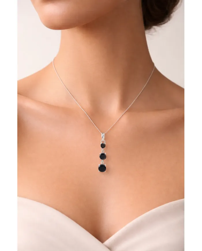 Black Onyx Pendant 925 Sterling Silver - Handmade Gemstone Jewelry