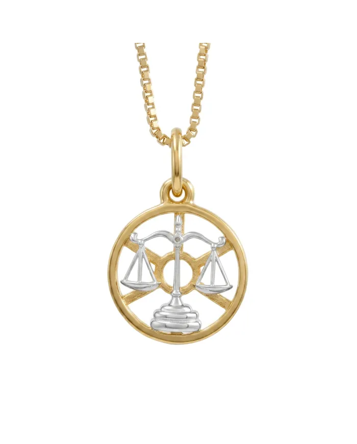 18K Gold Plated Libra Zodiac Sign Pendant | Sterling Silver Astrology Jewelry