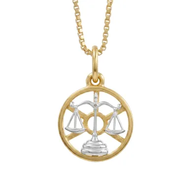 18K Gold Plated Libra Zodiac Sign Pendant | Sterling Silver Astrology Jewelry